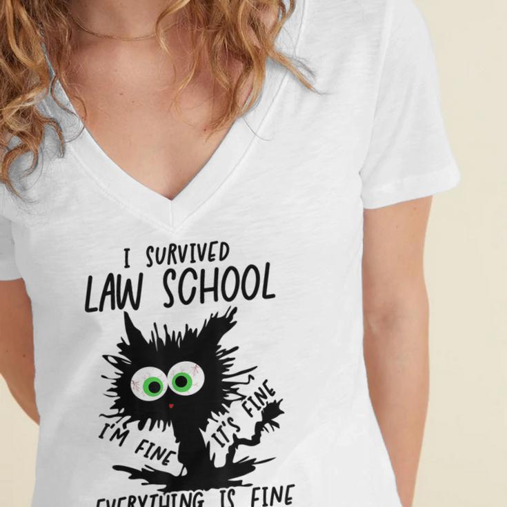 I Survived Law School Graduation 2025 2026 Women's Jersey Short Sleeve Deep V-Neck Tshirt