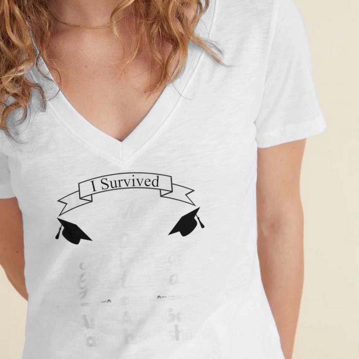 I Survived My Son's High School Graduation Shirt Graduate Women's Jersey Short Sleeve Deep V-Neck Tshirt