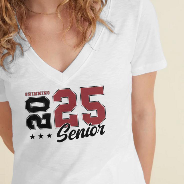 Swimming Senior Night Swimming Senior 2025 Graduation 59 Women's Jersey Short Sleeve Deep V-Neck Tshirt