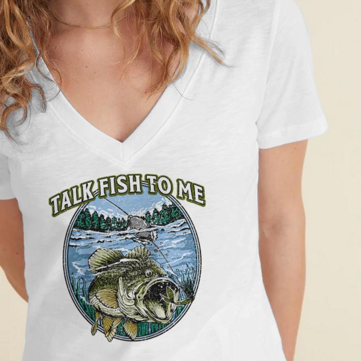 Talk Fish To Me Introvert Fishing Antisocial Fisherman Raglan Baseball Tee Women's Jersey Short Sleeve Deep V-Neck Tshirt Talk Fish To Me Introvert Fishing Antisocial Fisherman Raglan Baseball Tee Women's Jersey Short Sleeve Deep V-Neck Tshirt