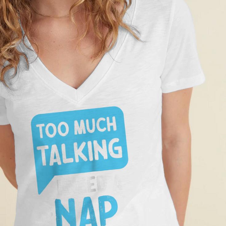 Too Much Talking I Need A Nap For Introverts Raglan Baseball Tee Women's Jersey Short Sleeve Deep V-Neck Tshirt Too Much Talking I Need A Nap For Introverts Raglan Baseball Tee Women's Jersey Short Sleeve Deep V-Neck Tshirt