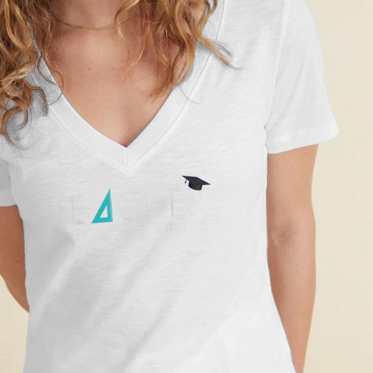 Teacher Established 2018 Shirt Graduation For Teachers Women's Jersey Short Sleeve Deep V-Neck Tshirt