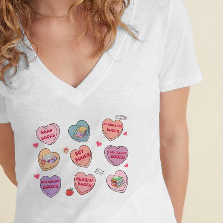 Things I Do On Valentines's Day Book Lover Candy Heart Women's Jersey Short Sleeve Deep V-Neck Tshirt Things I Do On Valentines's Day Book Lover Candy Heart Women's Jersey Short Sleeve Deep V-Neck Tshirt