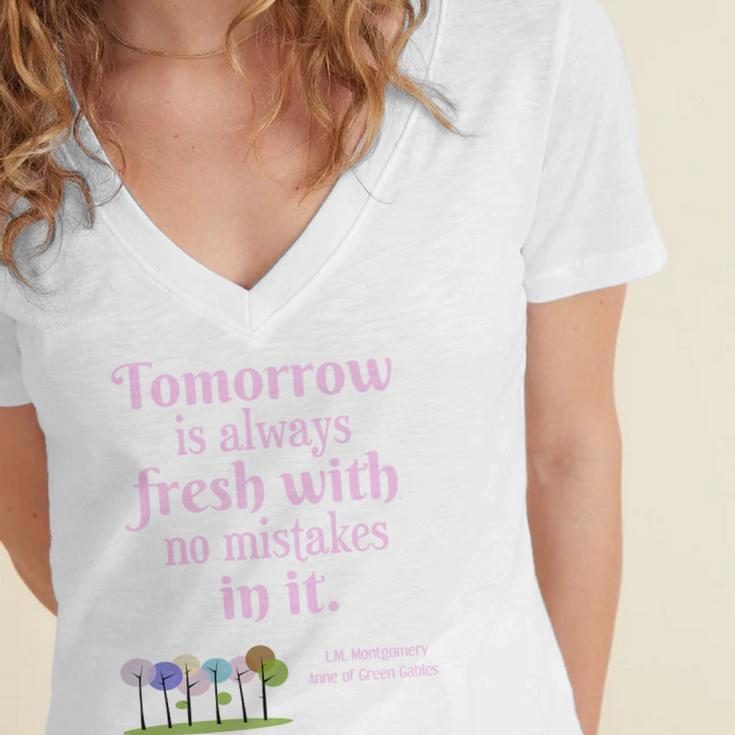 Tomorrow Is Fresh Anne Of Green Gables Book Quote Shirt Premium Tri-Blend Women's Jersey Short Sleeve Deep V-Neck Tshirt Tomorrow Is Fresh Anne Of Green Gables Book Quote Shirt Premium Tri-Blend Women's Jersey Short Sleeve Deep V-Neck Tshirt