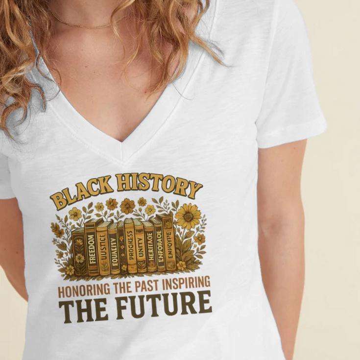 History Honoring Past Inspiring The Future Book Women's Jersey Short Sleeve Deep V-Neck Tshirt
