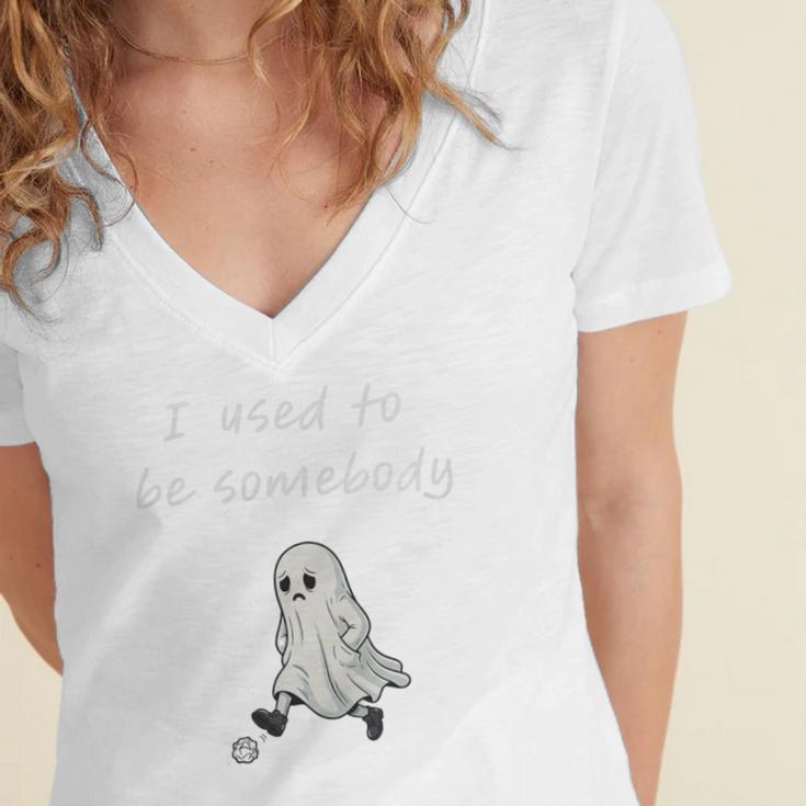 I Used To Be Somebody Nostalgia Halloween Spooky Season Premium Tri-Blend Women's Jersey Short Sleeve Deep V-Neck Tshirt