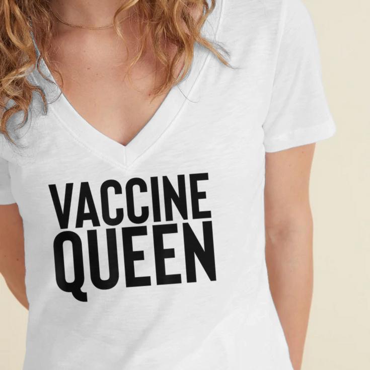 Vaccine Queen Nursing Graduation Shirt Women's Jersey Short Sleeve Deep V-Neck Tshirt