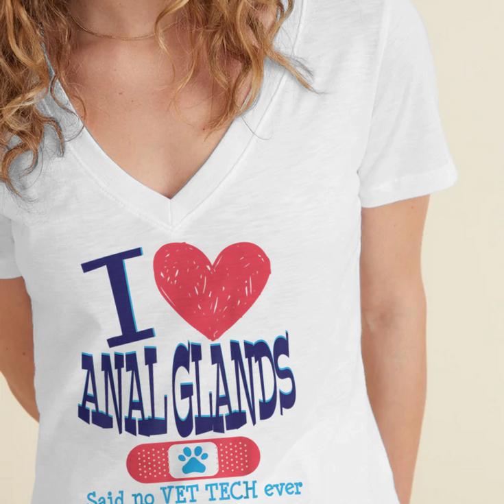 Vet Tech I Love Veterinary Technician Graduation Women's Jersey Short Sleeve Deep V-Neck Tshirt