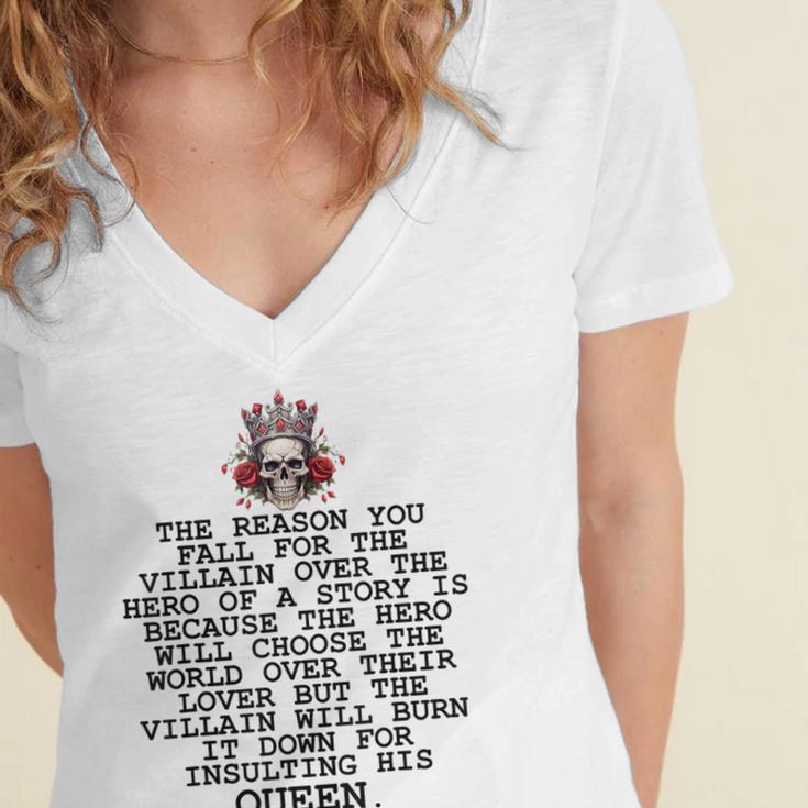 In My Villain Era Dark Romance Smutty Books Lovers Smut Book Women's Jersey Short Sleeve Deep V-Neck Tshirt In My Villain Era Dark Romance Smutty Books Lovers Smut Book Women's Jersey Short Sleeve Deep V-Neck Tshirt