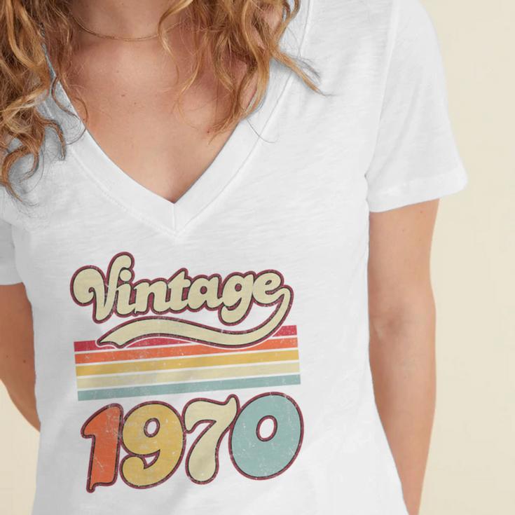 Vintage 1970 Birthday Retro Style 70's Born Nostalgia Outfit Premium Tri-Blend Women's Jersey Short Sleeve Deep V-Neck Tshirt Vintage 1970 Birthday Retro Style 70's Born Nostalgia Outfit Premium Tri-Blend Women's Jersey Short Sleeve Deep V-Neck Tshirt