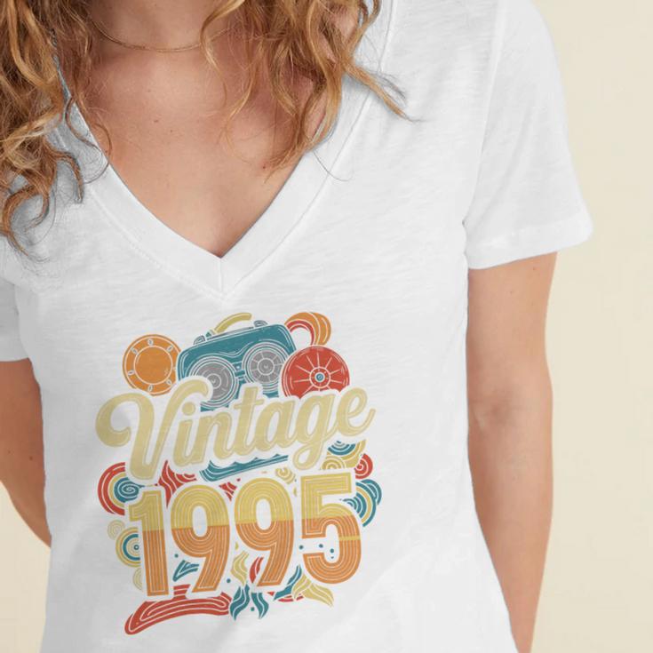 Vintage 1995 Retro Classic 90s Nostalgia Throwback Vibe Premium Tri-Blend Women's Jersey Short Sleeve Deep V-Neck Tshirt