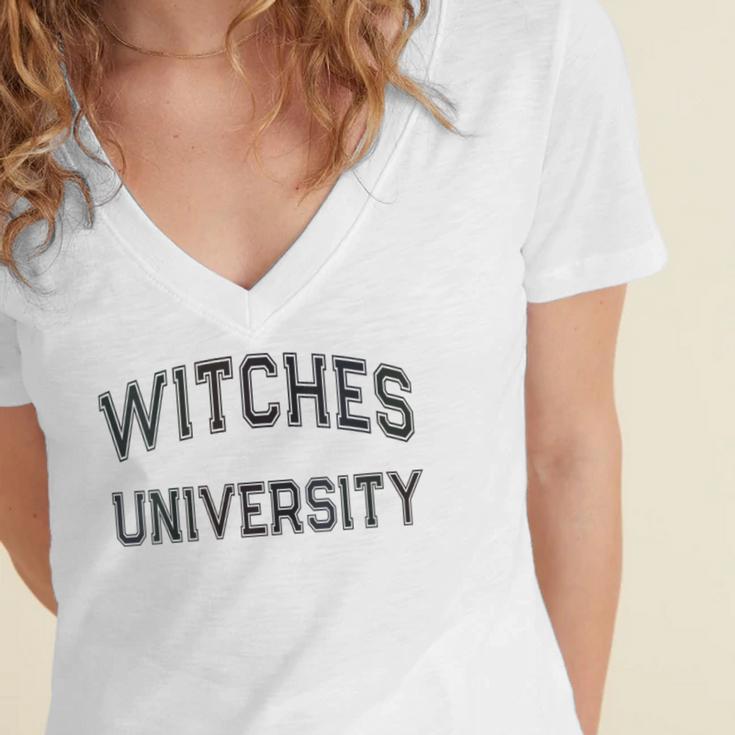 Vintage Stay Away From Me WITCHES UNIVERSITY Introvert Women's Jersey Short Sleeve Deep V-Neck Tshirt Vintage Stay Away From Me WITCHES UNIVERSITY Introvert Women's Jersey Short Sleeve Deep V-Neck Tshirt