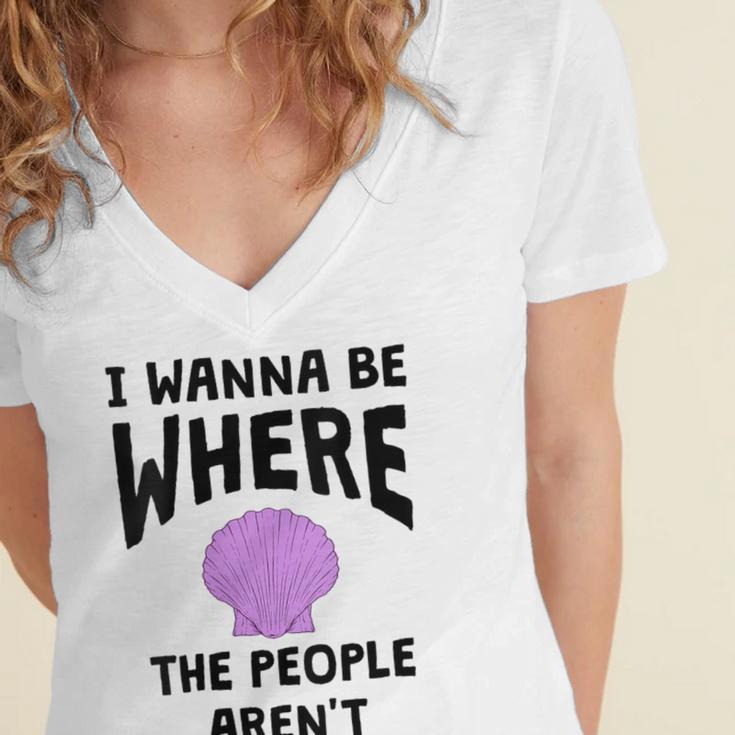 I Wanna Be Where The People Aren't Introvert Women's Jersey Short Sleeve Deep V-Neck Tshirt I Wanna Be Where The People Aren't Introvert Women's Jersey Short Sleeve Deep V-Neck Tshirt