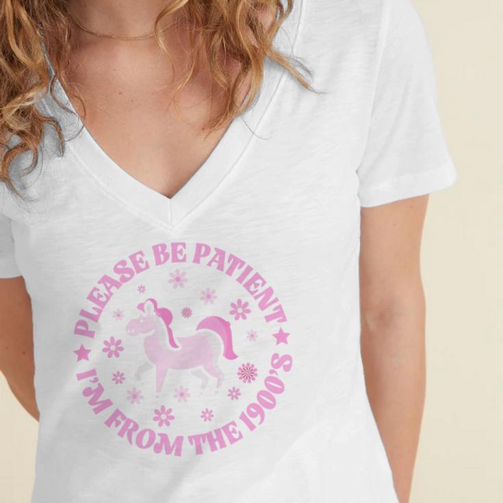 Women Please Be Patient I'm From The 1900s Premium Women's Jersey Short Sleeve Deep V-Neck Tshirt