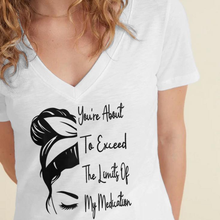 You'Re About To Exceed The Limits Of My Medication Introvert Raglan Baseball Tee Women's Jersey Short Sleeve Deep V-Neck Tshirt