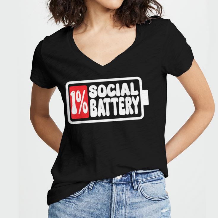 1 Social Battery Sarcastic Introverted Men Women Women's Jersey Short Sleeve Deep V-Neck Tshirt 1 Social Battery Sarcastic Introverted Men Women Women's Jersey Short Sleeve Deep V-Neck Tshirt