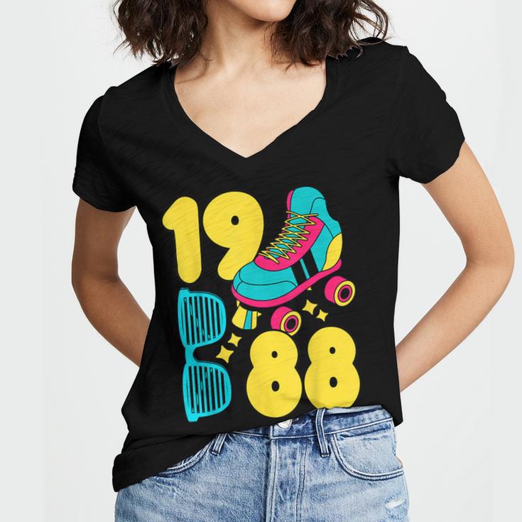 1988 Retro Raised In The 80s Old School Nostalgia Vibes Women's Jersey Short Sleeve Deep V-Neck Tshirt 1988 Retro Raised In The 80s Old School Nostalgia Vibes Women's Jersey Short Sleeve Deep V-Neck Tshirt