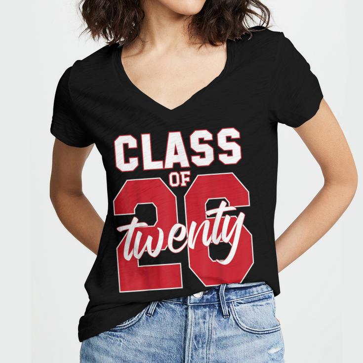 2 Sided Class Of 2026 Senior 2026 Graduation Women's Jersey Short Sleeve Deep V-Neck Tshirt
