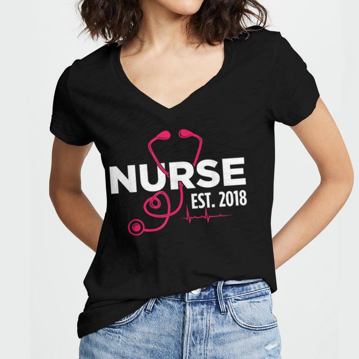 2018 Nursing School Graduation New Nurse Shirt Women's Jersey Short Sleeve Deep V-Neck Tshirt