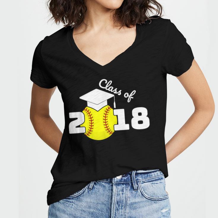 2018 Softball Senior Graduation Shirt For Girls Grad Women's Jersey Short Sleeve Deep V-Neck Tshirt