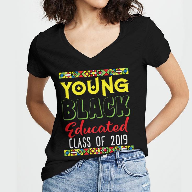 2019 African American High School Graduation SeniorShirt Women's Jersey Short Sleeve Deep V-Neck Tshirt