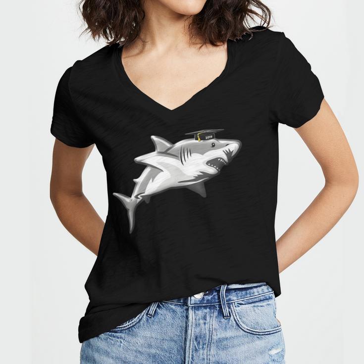 2019 Graduation SharkShirt High School College Grad Women's Jersey Short Sleeve Deep V-Neck Tshirt