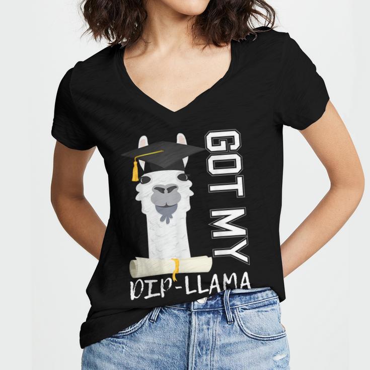 2022 Graduate Graduation For Him Her Got My Dip-Llama Women's Jersey Short Sleeve Deep V-Neck Tshirt