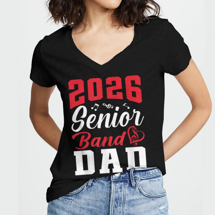 2026 Senior Band Dad Class Of 2026 Band Parent Graduation Women's Jersey Short Sleeve Deep V-Neck Tshirt