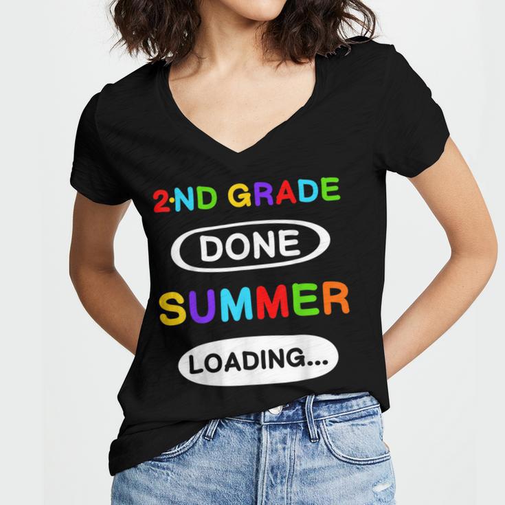 2nd Grade Graduation Shirt 2nd Grade Done Summer Loading Women's Jersey Short Sleeve Deep V-Neck Tshirt