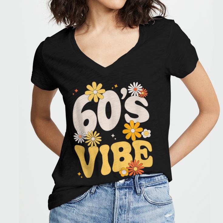 60's Vibe Vintage Nostalgia Mixtape Era 1960s Party Groovy Women's Jersey Short Sleeve Deep V-Neck Tshirt 60's Vibe Vintage Nostalgia Mixtape Era 1960s Party Groovy Women's Jersey Short Sleeve Deep V-Neck Tshirt