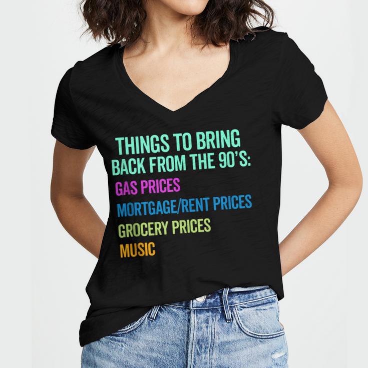 90's Lover Nineties 1990's Born Nostalgia Politics Women's Jersey Short Sleeve Deep V-Neck Tshirt
