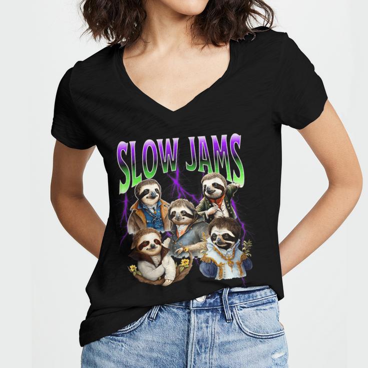 90s Style Bootleg Trendy Sloth Design For Introverts Women's Jersey Short Sleeve Deep V-Neck Tshirt 90s Style Bootleg Trendy Sloth Design For Introverts Women's Jersey Short Sleeve Deep V-Neck Tshirt