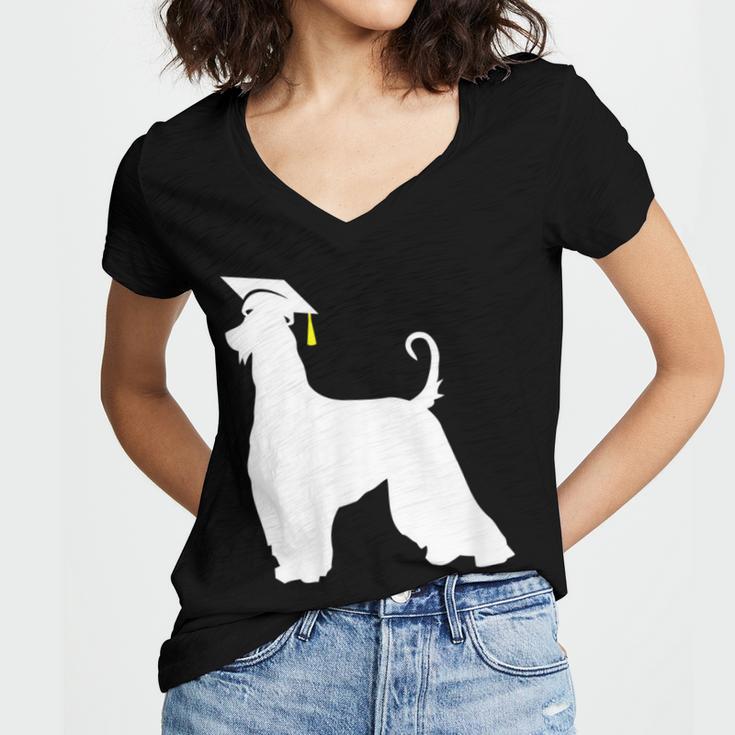Afghan Hound Graduation Dog Graduate Men Women Kids Women's Jersey Short Sleeve Deep V-Neck Tshirt