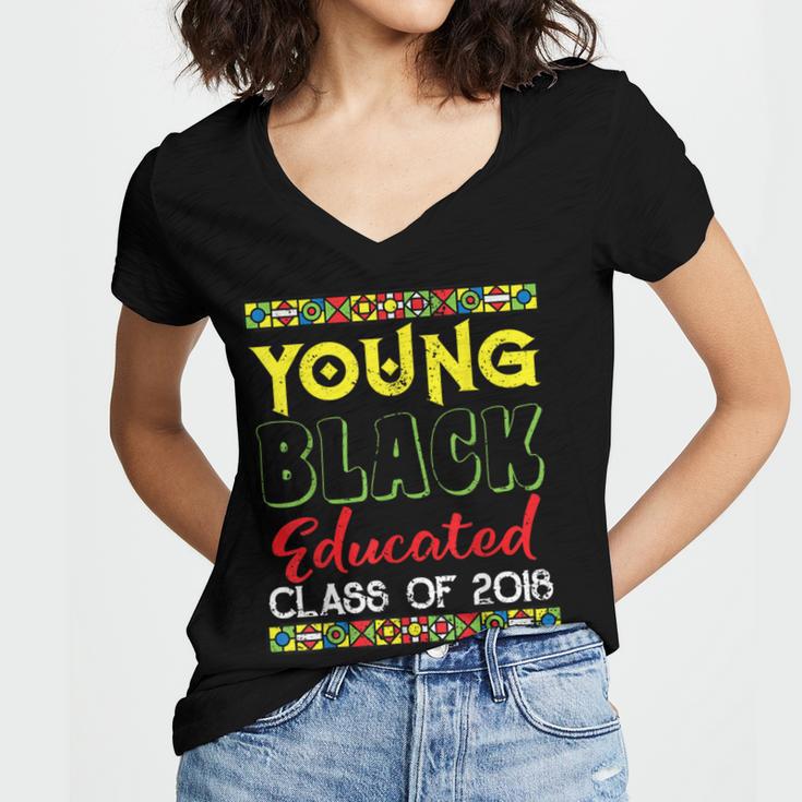 African American High School Graduation Grad Shirt Women's Jersey Short Sleeve Deep V-Neck Tshirt