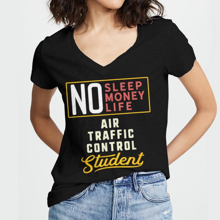 Air Traffic Control Major Student Shirt Graduation Women's Jersey Short Sleeve Deep V-Neck Tshirt