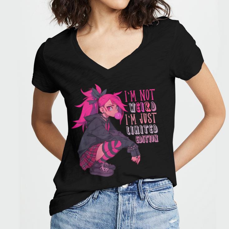 Anime Girl I'm Not Weird Just Limited Edition Introvert Goth Women's Jersey Short Sleeve Deep V-Neck Tshirt