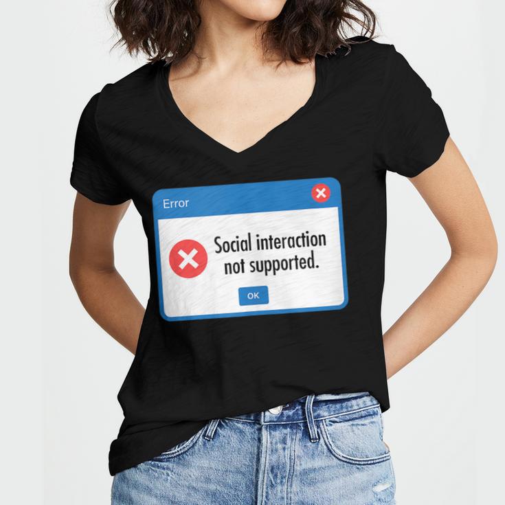 Anti Social Introvert Social Interaction Not Supported Women's Jersey Short Sleeve Deep V-Neck Tshirt Anti Social Introvert Social Interaction Not Supported Women's Jersey Short Sleeve Deep V-Neck Tshirt