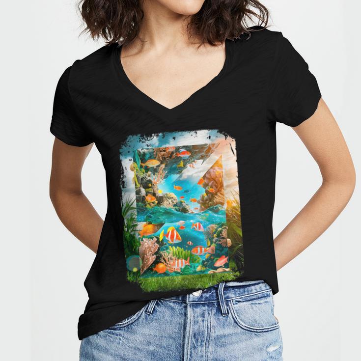 Aqua In The Skies Frutiger Aero Women's Jersey Short Sleeve Deep V-Neck Tshirt Aqua In The Skies Frutiger Aero Women's Jersey Short Sleeve Deep V-Neck Tshirt
