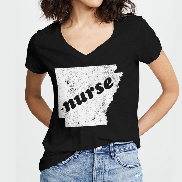 Arkansas Nursing Nurse Graduation Women's Jersey Short Sleeve Deep V-Neck Tshirt