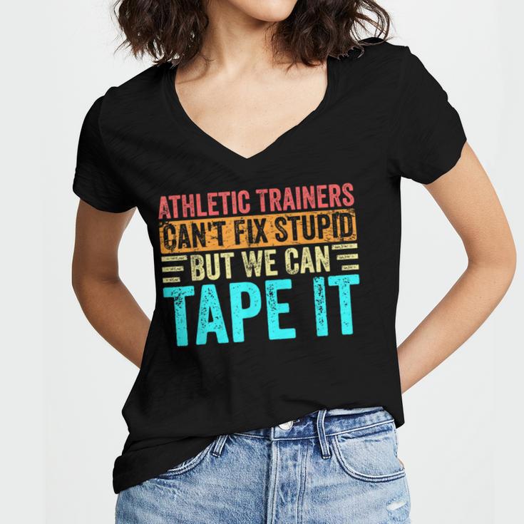 Athletic Trainers Fix Stupid Sports Graduation Vintage Women's Jersey Short Sleeve Deep V-Neck Tshirt