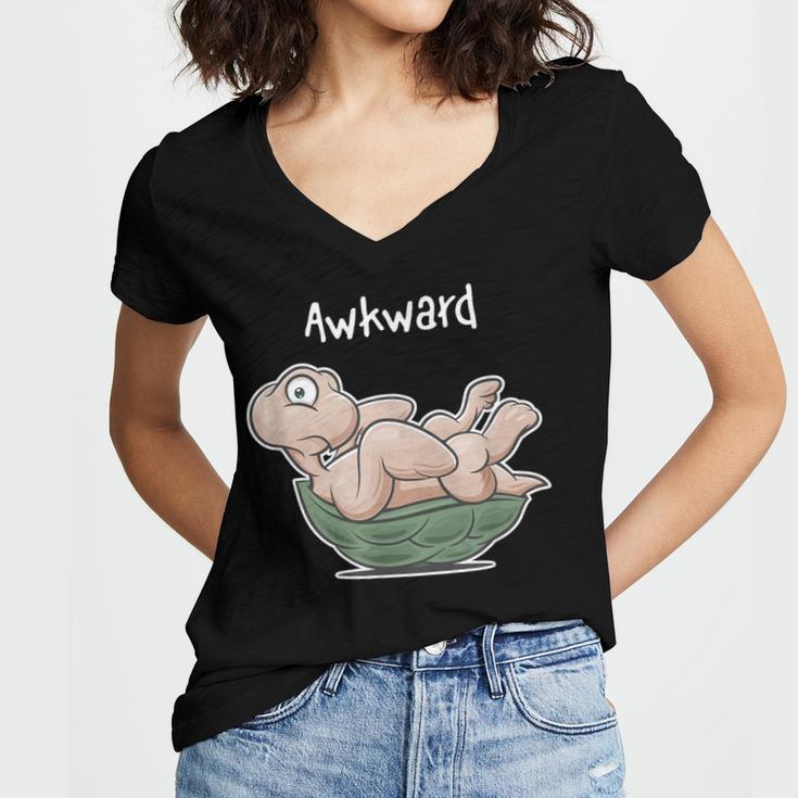 Awkward Turtle Upside Down Witty Comical Introvert Women's Jersey Short Sleeve Deep V-Neck Tshirt Awkward Turtle Upside Down Witty Comical Introvert Women's Jersey Short Sleeve Deep V-Neck Tshirt