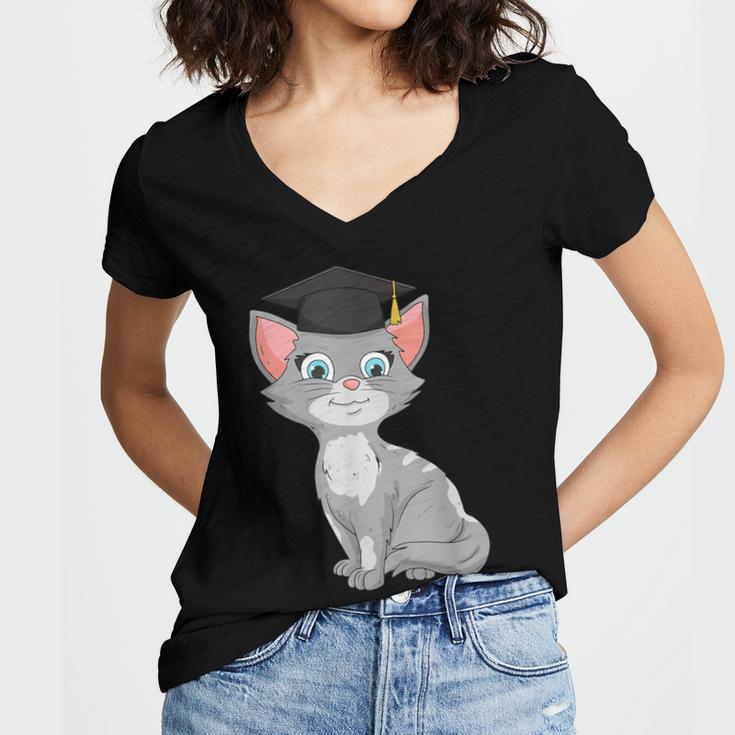 Bachelor Master Cats Graduation 2026 Graduate Women's Jersey Short Sleeve Deep V-Neck Tshirt