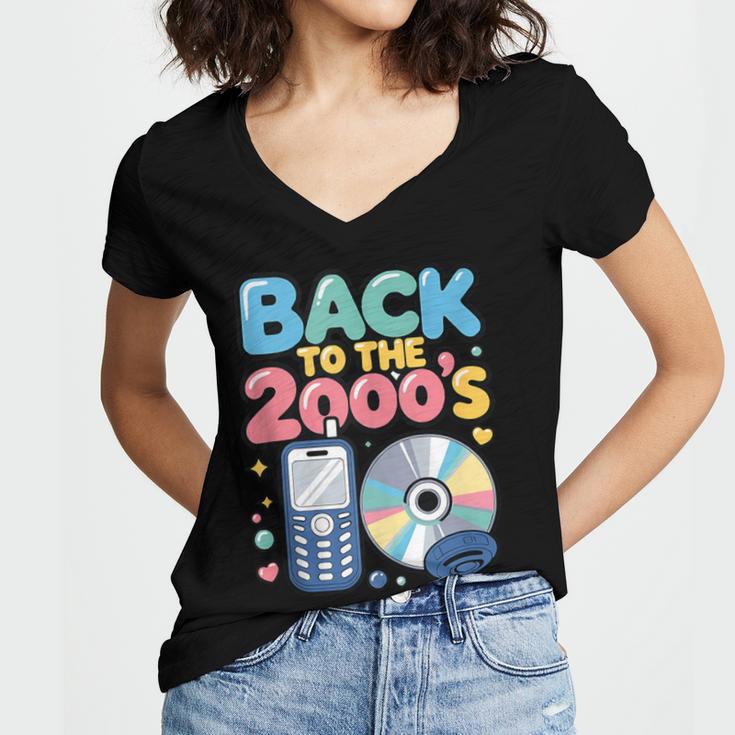 Back To The 2000s Retro Nostalgia Women's Jersey Short Sleeve Deep V-Neck Tshirt Back To The 2000s Retro Nostalgia Women's Jersey Short Sleeve Deep V-Neck Tshirt