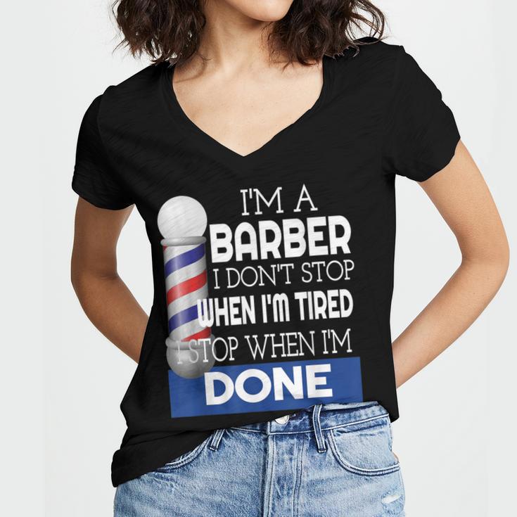 Barber Stylist Barber College Graduation Women's Jersey Short Sleeve Deep V-Neck Tshirt