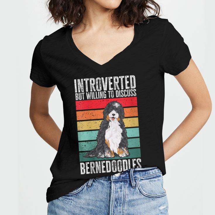 Bernedoodle Dog Introvert Bernedoodle Women's Jersey Short Sleeve Deep V-Neck Tshirt Bernedoodle Dog Introvert Bernedoodle Women's Jersey Short Sleeve Deep V-Neck Tshirt