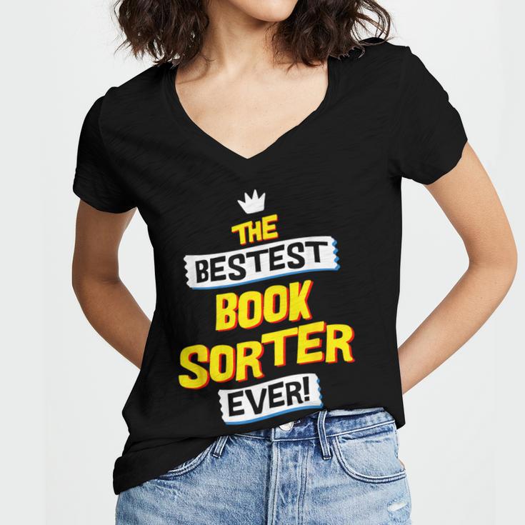 Best Book Sorter Job Occupation Women's Jersey Short Sleeve Deep V-Neck Tshirt