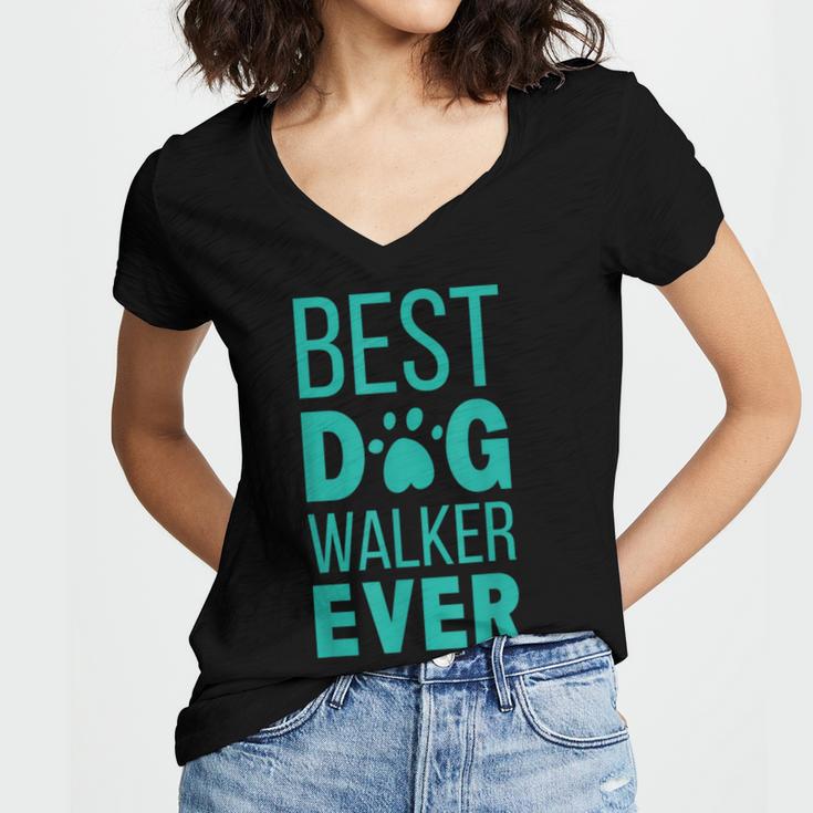 Best Dog Walker Ever Graduation New Shirt Dog Lover Women's Jersey Short Sleeve Deep V-Neck Tshirt