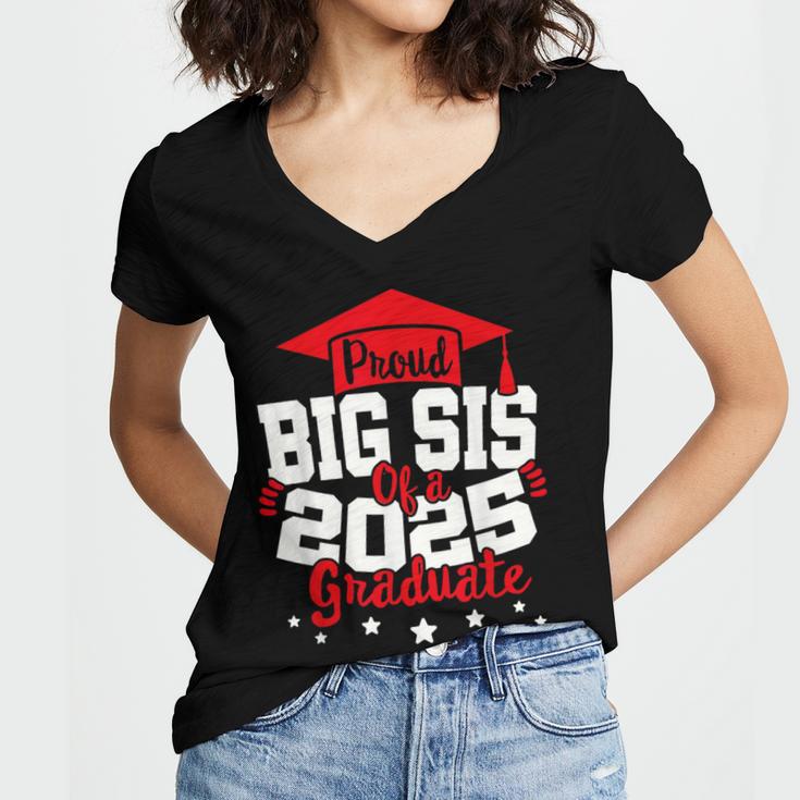 Big Sis Of a 2025 Graduate Class Senior Graduation Grad 25 Women's Jersey Short Sleeve Deep V-Neck Tshirt