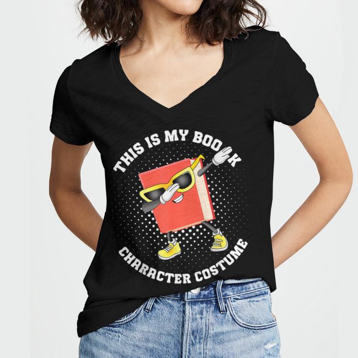 This Is My Book Character Costume- Dabbing Book Kids Women's Jersey Short Sleeve Deep V-Neck Tshirt