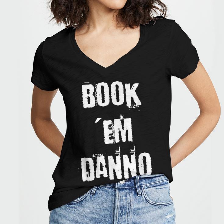 Book 'Em Danno Women's Jersey Short Sleeve Deep V-Neck Tshirt